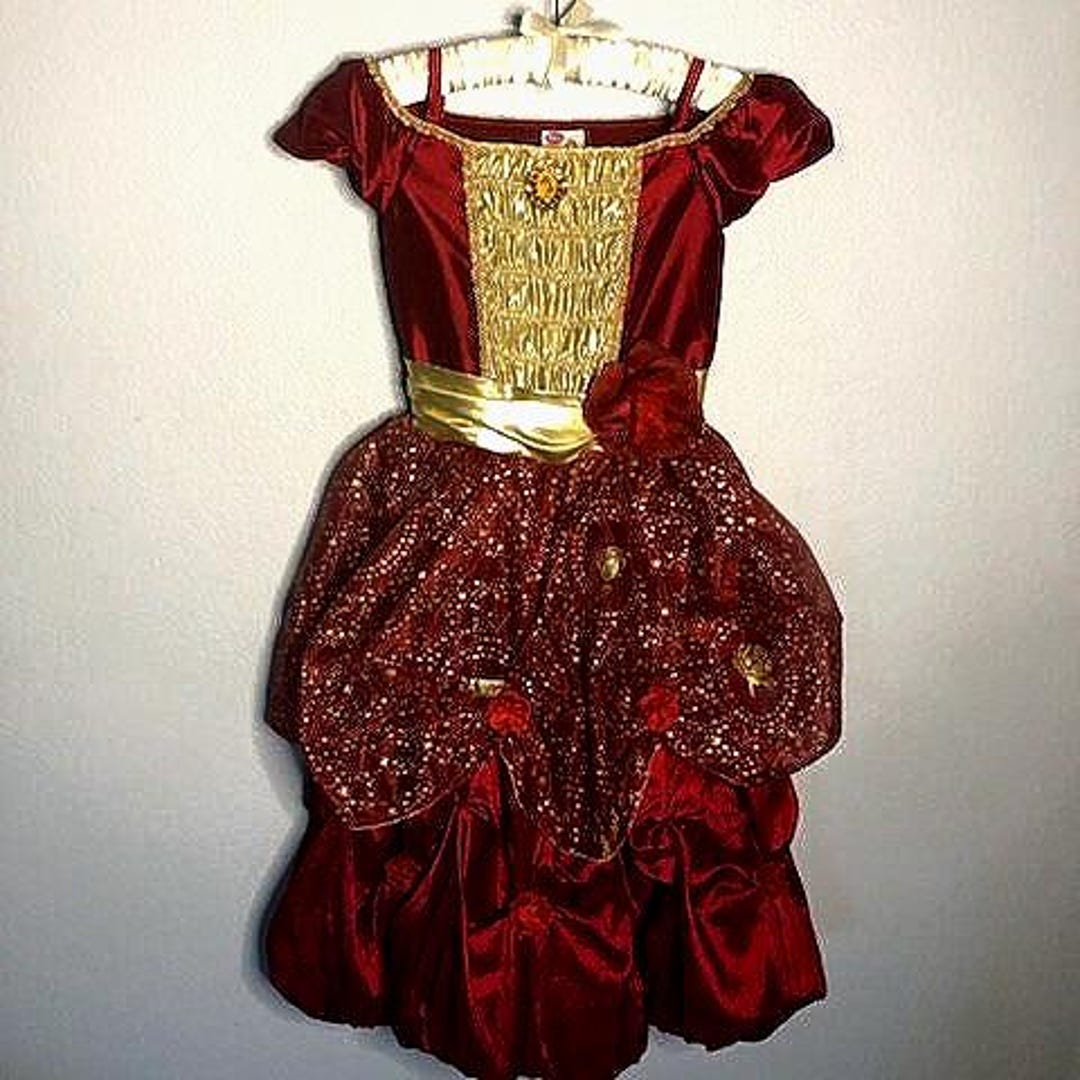 Disney Store Belle Holiday Dress and Tiara Beauty and the Beast Size 10