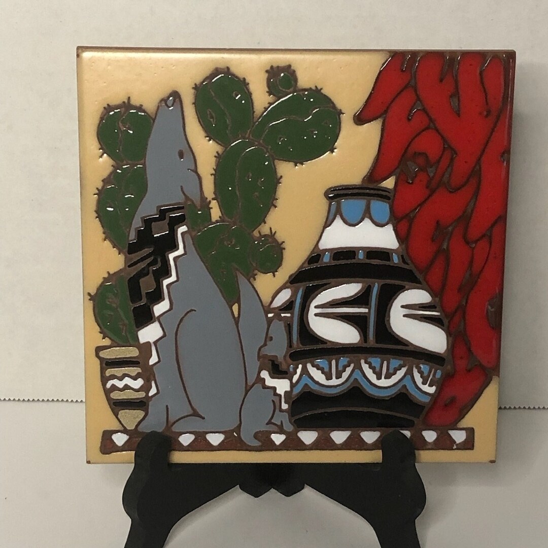 Earthtones Southwest Coyote Tile Trivet Wall Decor Etsy