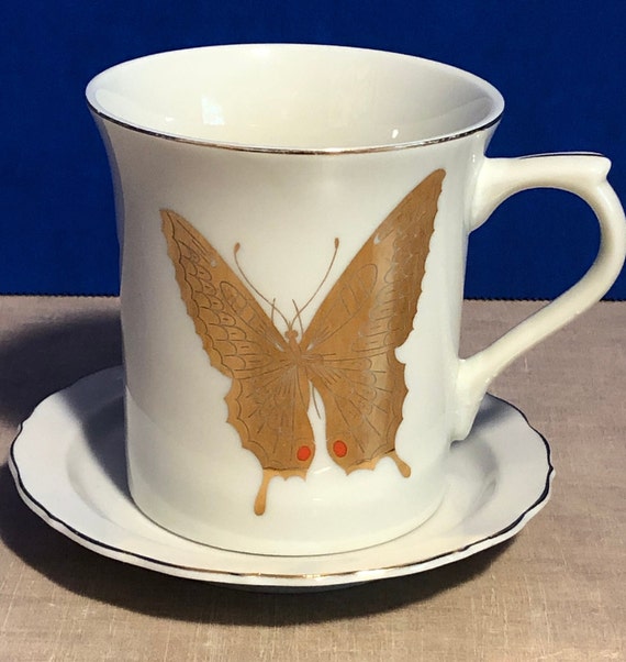 Vintage Takahashi Gold Butterfly Cup and Saucer San Francisco - Etsy
