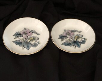 Royal Worcester Fine Bone China Dogwood Baratija Plato Mantequilla Juego de 2