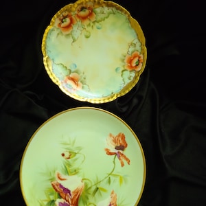 Hand Painted Floral Porcelain Plates Made in Germany Signed Buyers Choice