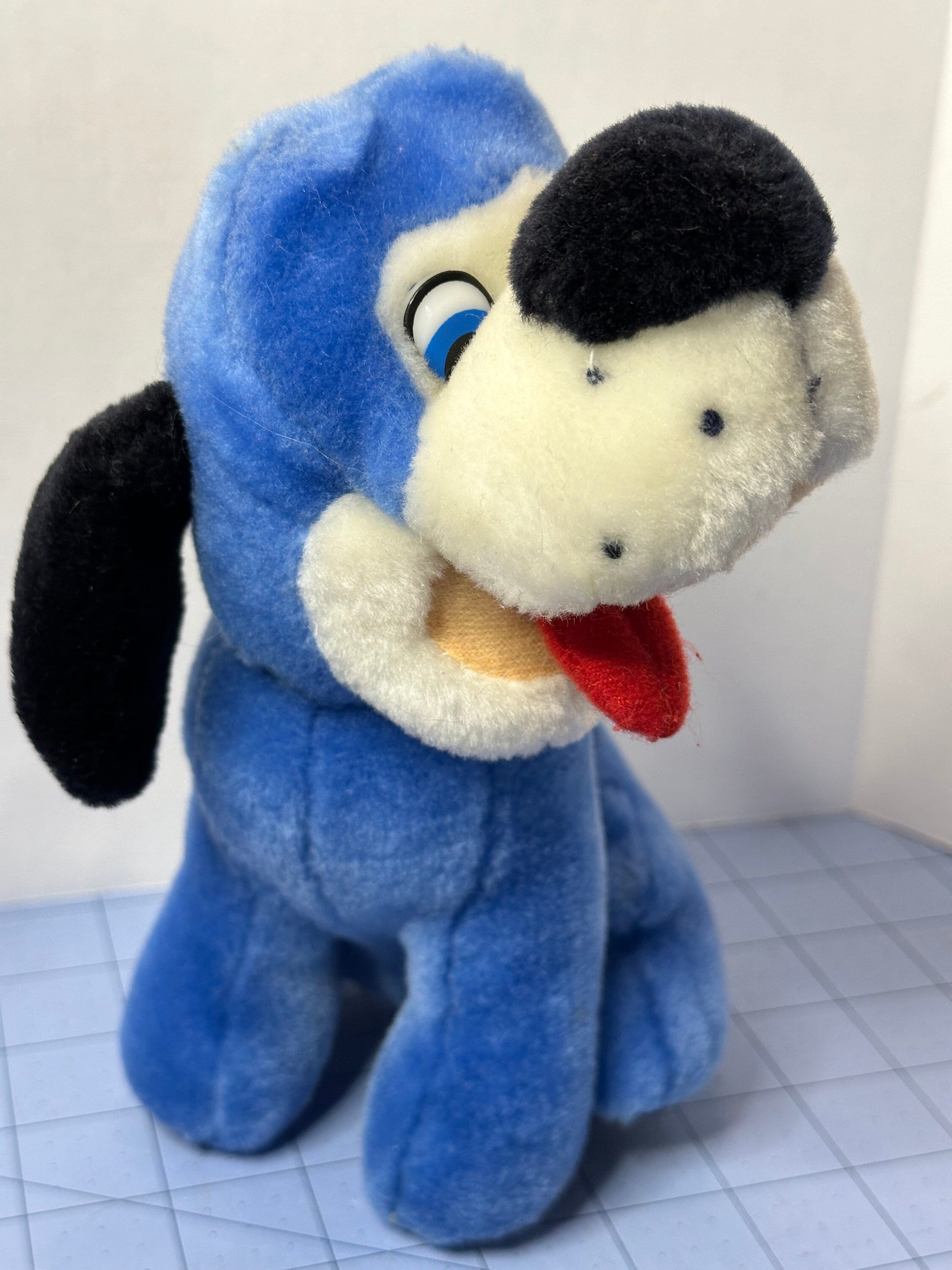 Vintage Blue Hound Dog Stuffed Animal Sitting Tongue Out