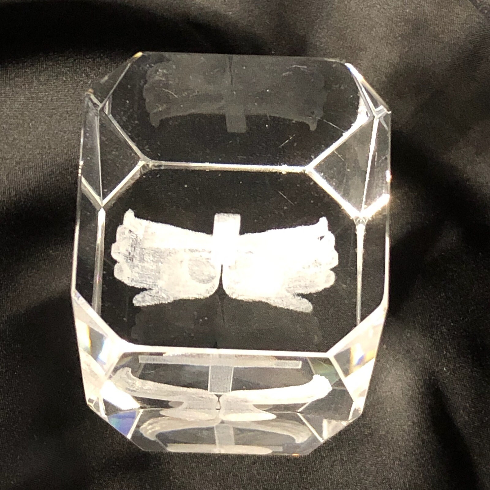 3D Laser Etched Crystal Glass Cross Paper Weight - Etsy