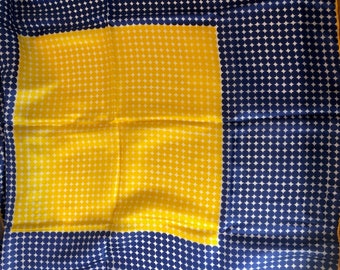 Polka Dot Square Scarf Navy and Yellow