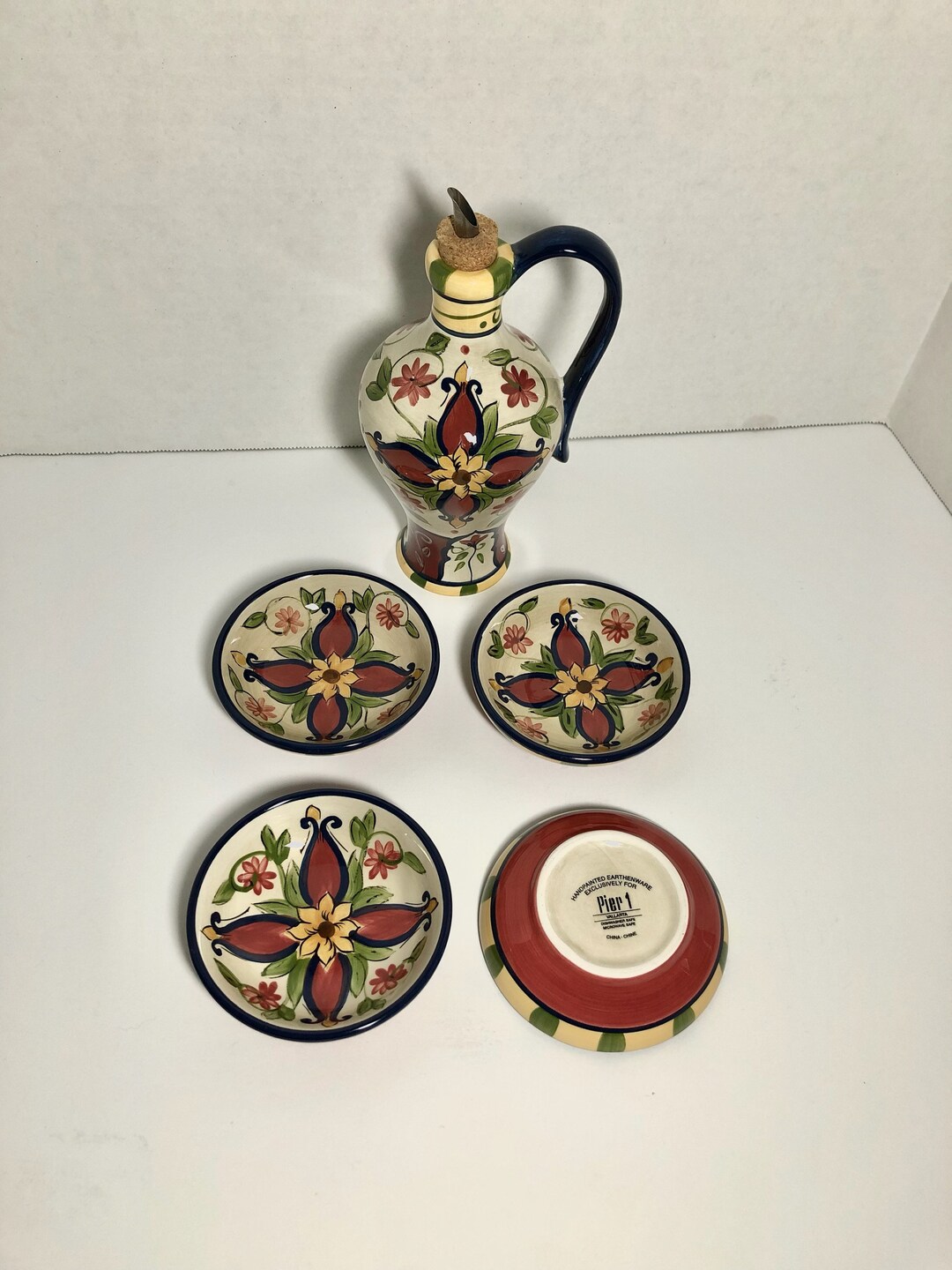 Vintage Pier 1 Vallarta Cruet and Dipping Bowls 5 Piece Set Etsy