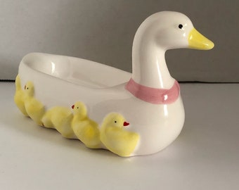 Vintage Ceramic Duck & Chicks Cracker Tray