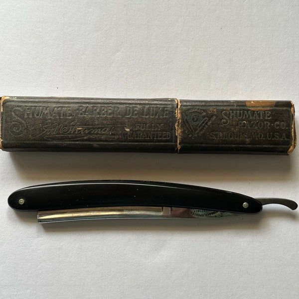 Shumate Barber De Luxe Straight Razor Made in Germany Signed Leather Case