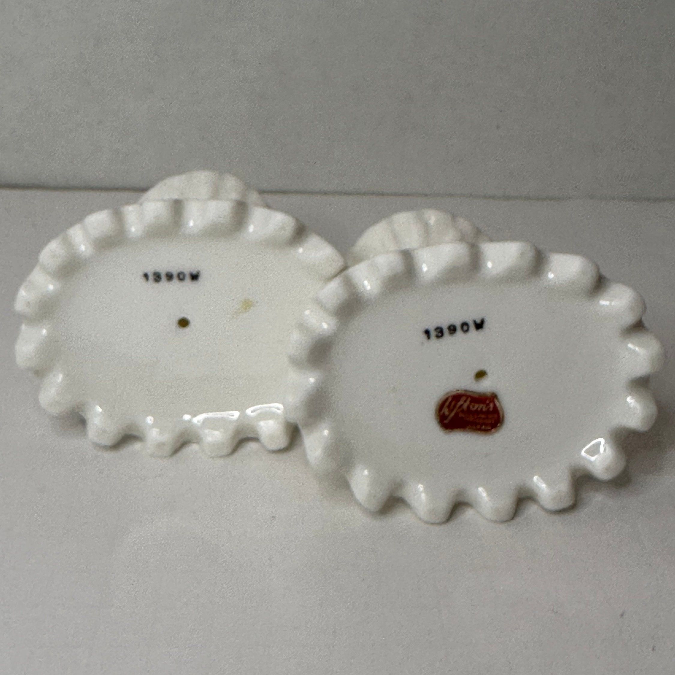 Vintage Lefton White Porcelain Candle Stickers Applied Roses Ruffle ...