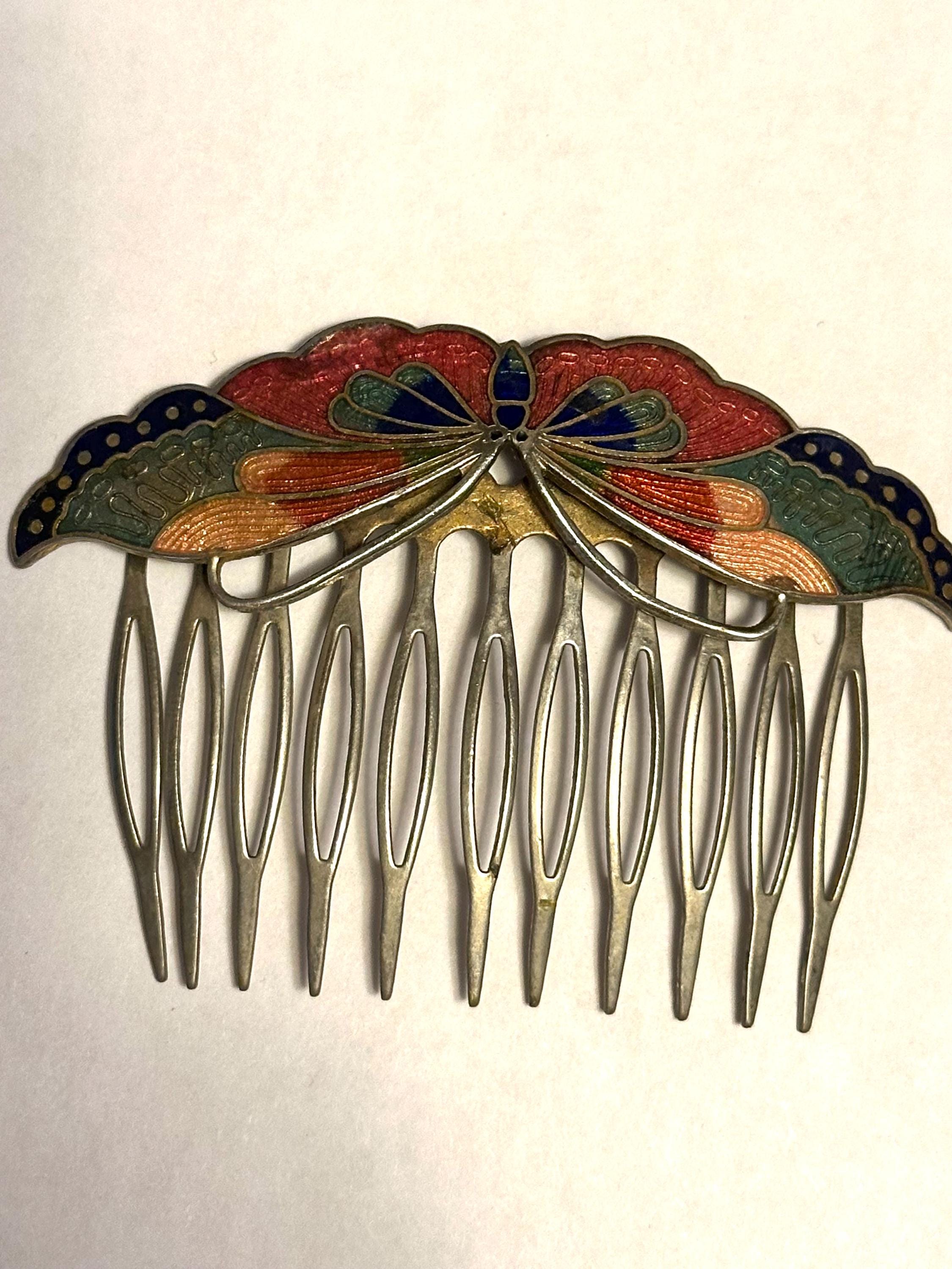 Vintage cloisonné enamel barrettes Vintage Enameled, Champleve and Cloisonne Jewelry, Pendants  main image 3