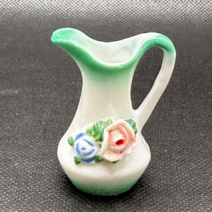 Miniature Pitcher 2 inch Rose Floral Hand Painted Made in Occupied Japan