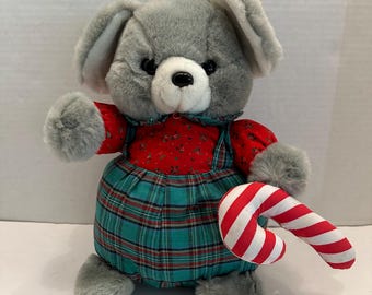 Prestige Toy Stuffed Christmas Mouse Plush 1988