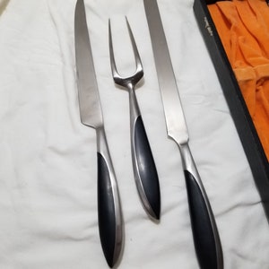 1960's Stainless Steel 3 Piece Carving Set in Box