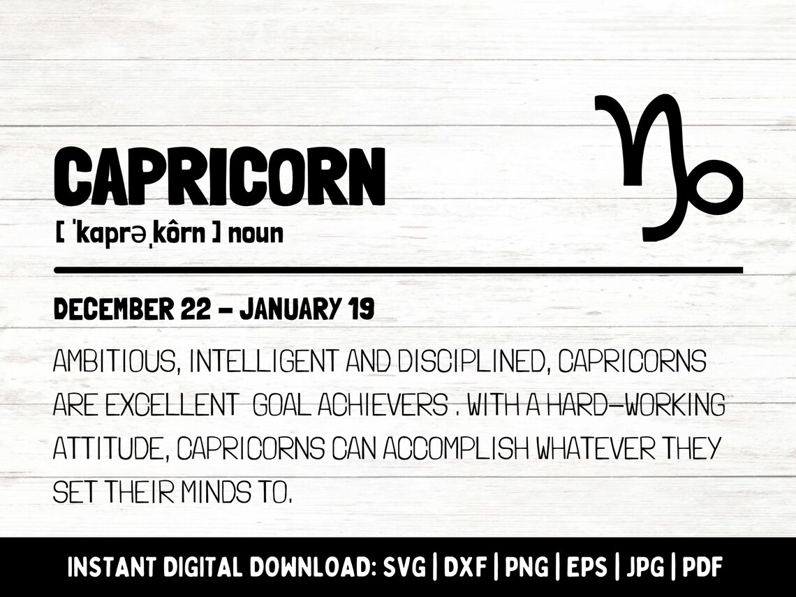 Capricorn Definition SVG Zodiac Sign Svg Star Sign Svg Etsy Canada