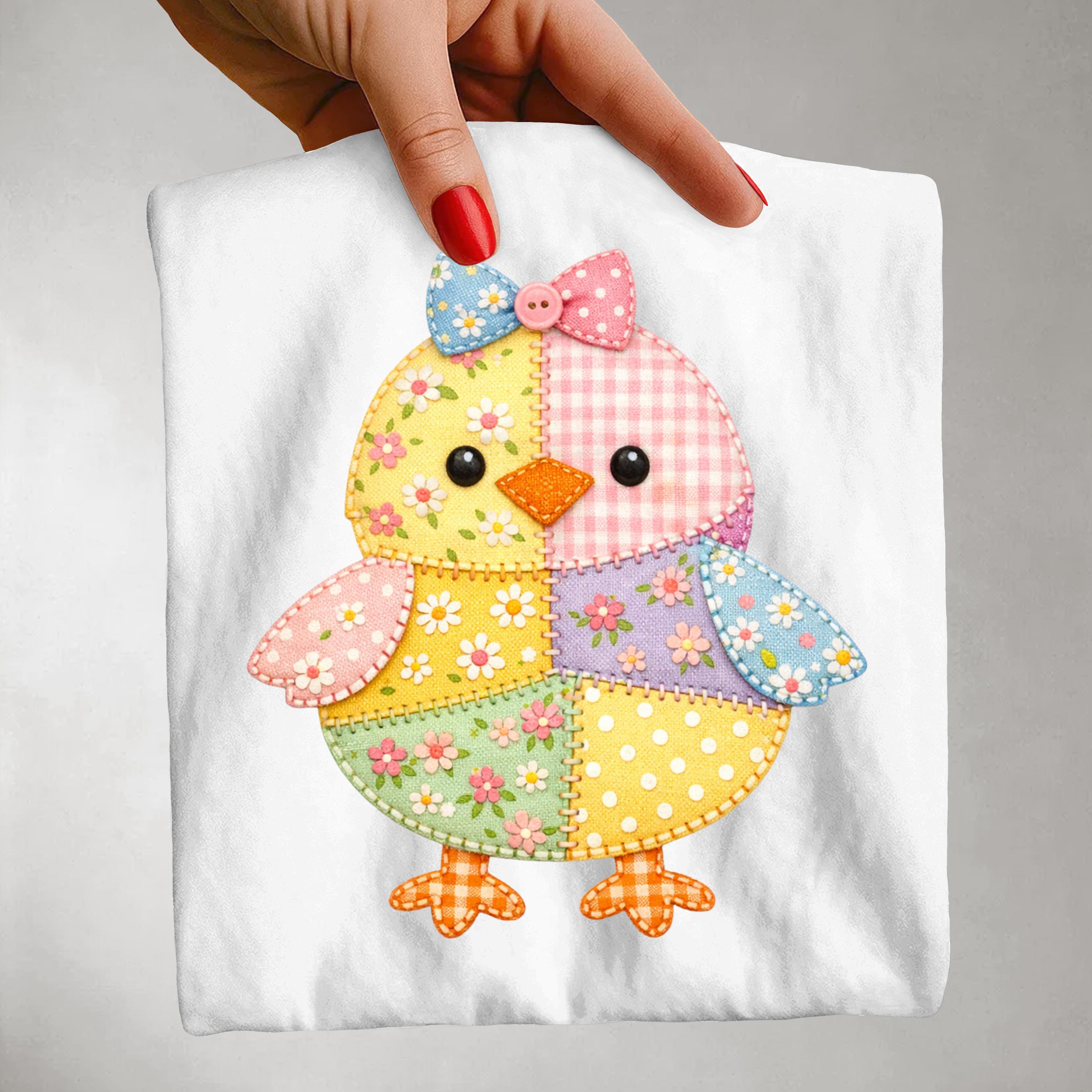 Patchwork Chick PNG - Easter Faux Fabric Clipart, Spring Chicken ...