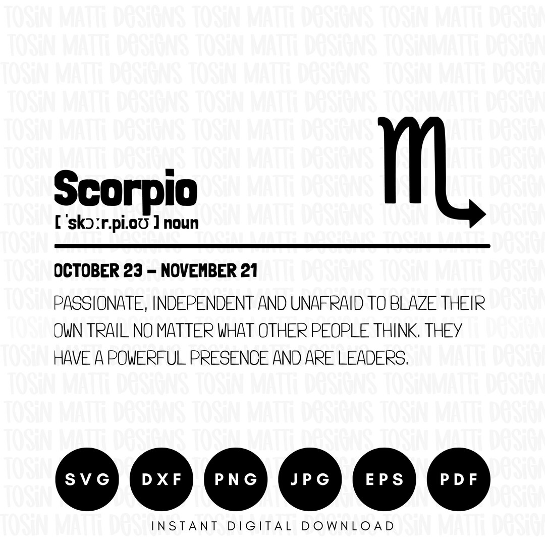 Scorpio Definition Svg Zodiac Star Sign Svg Horoscope Svg Etsy