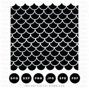 Mermaid Scales Pattern Svg, Mermaid Tail Pattern Svg, Fish Scales Svg, Geometric Fish Pattern, Svg Files for Cricut, Digital Download