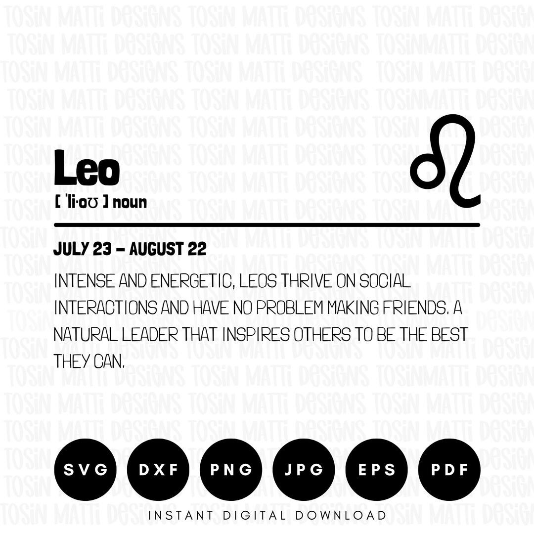 Leo Definition Svg Zodiac Star Sign Svg Horoscope Svg Etsy