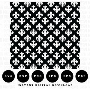 Seamless Fleur De Lis Pattern Svg, Mardi Gras Svg, New Orleans Svg, Motivo floreale Svg, Uso commerciale, File Svg Cricut, Download digitale