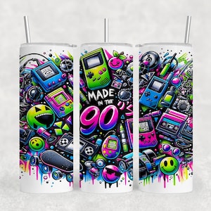 Hergestellt in den 90er Jahren Tumbler Wrap - Lustiges nostalgisches 20 Unzen Skinny Sublimation Design, perfektes Retro Geschenk, kommerzielle Nutzung, sofortiger digitaler Download