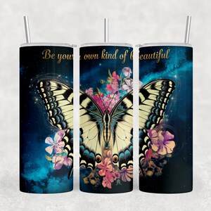 Sei deine eigene Art von schönem Tumbler Wrap - Schmetterling Motivationszitat für 20 Unzen Skinny Tumbler, kommerzielle Nutzung, digitaler Download