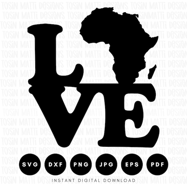 Love Africa Svg, Stacked Love Svg, I Love Africa Cut File, Black History Svg, Commercial Use Svg, Svg Files for Cricut, Digital Download