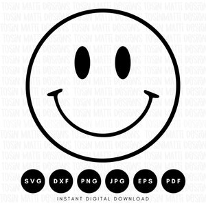 Retro Smiley Face Svg, Happy Face Svg, Trendy Svg, Svg Files for Cricut Silhouette, Commercial Use, Svg Files for Cricut, Digital Download