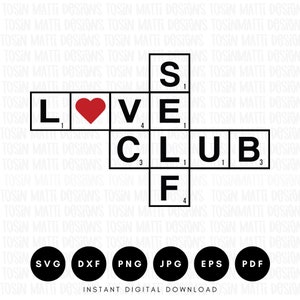 Self Love Club Svg, engraçado dia dos namorados Svg, coração Svg, presente para amante de jogos de tabuleiro, uso comercial, arquivos Svg para Cricut, download digital