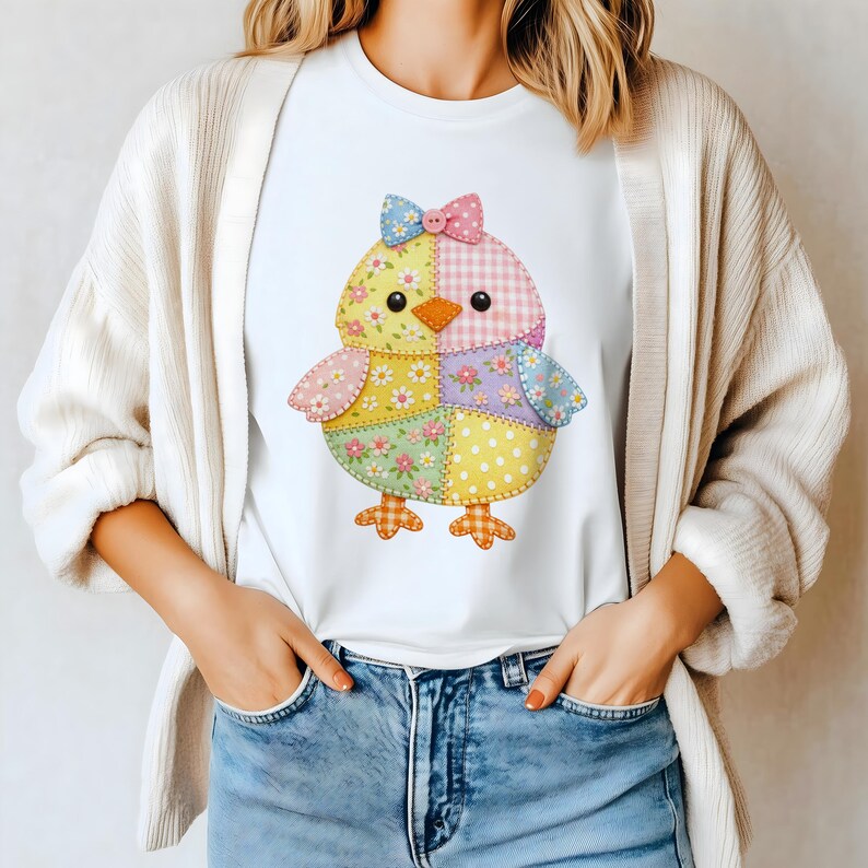 Patchwork Chick PNG - Easter Faux Fabric Clipart, Spring Chicken ...