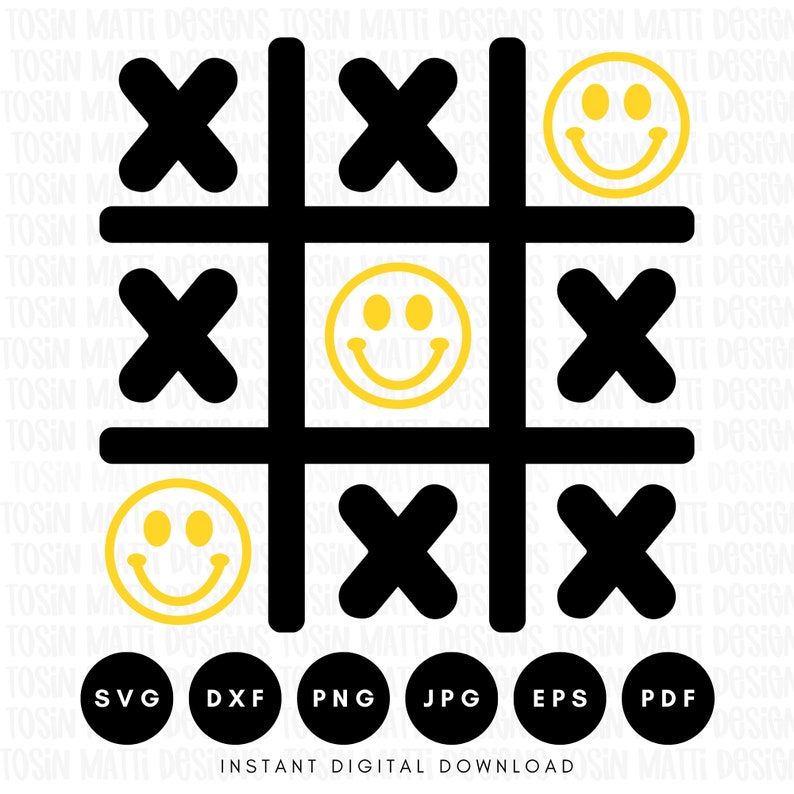 Tic Tac Toe Svg, Retro Board Game Svg, Smiley Face Svg, Happy Face Svg