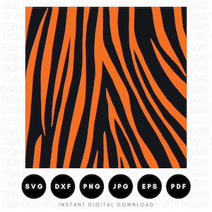Tiger Stripes Pattern Svg, Tiger Print Svg, Stripes Cut File, Animal Stripe Svg, Tiger Skin Svg, Svg File for Cricut, Digital Download