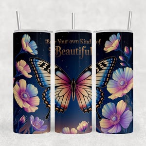 Sei deine eigene Art von schönem Tumbler Wrap - Schmetterling Motivationszitat für 20 Unzen Skinny Tumbler, kommerzielle Nutzung, digitaler Download