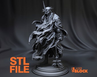 Fichier d'impression 3D STL du roi sorcier LOTR, fichier STL d'impression numérique 3D du Seigneur des anneaux Roi sorcier d'Angmar Lotr de haute qualité