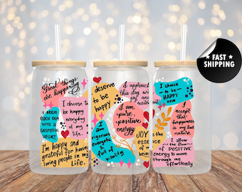 I Am Affirmations Glass Tumbler,Affirmations Glass Cup,Selflove,Self Love Affirmations,Mental Health Tumbler,MentalHealthMatters