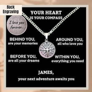 Personalized Grandson Compass Necklace from Grandma,Grandson Graduation Gift from Grandpa,Grandson Necklace,Grandson Wedding Gift