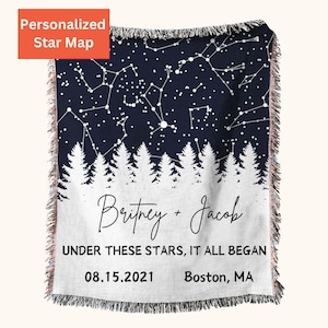 Cadeau de 12e anniversaire de mariage pour les parents, Cadeau pour lui, Carte des étoiles personnalisée, Cadeau de 12e anniversaire de mariage, Cadeau pour mari, Couverture tissée, 12e anniversaire