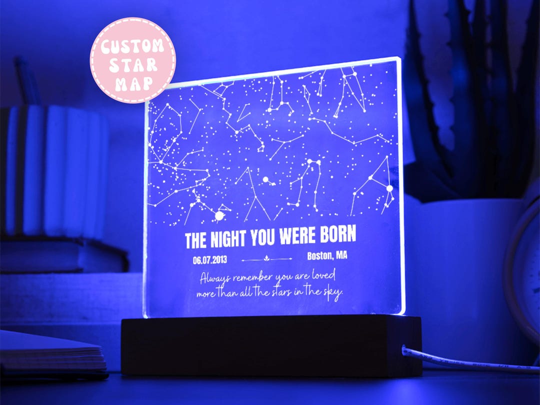 Custom 10th Birthday Star Map,star LED Map Light,personalized Sweet ...