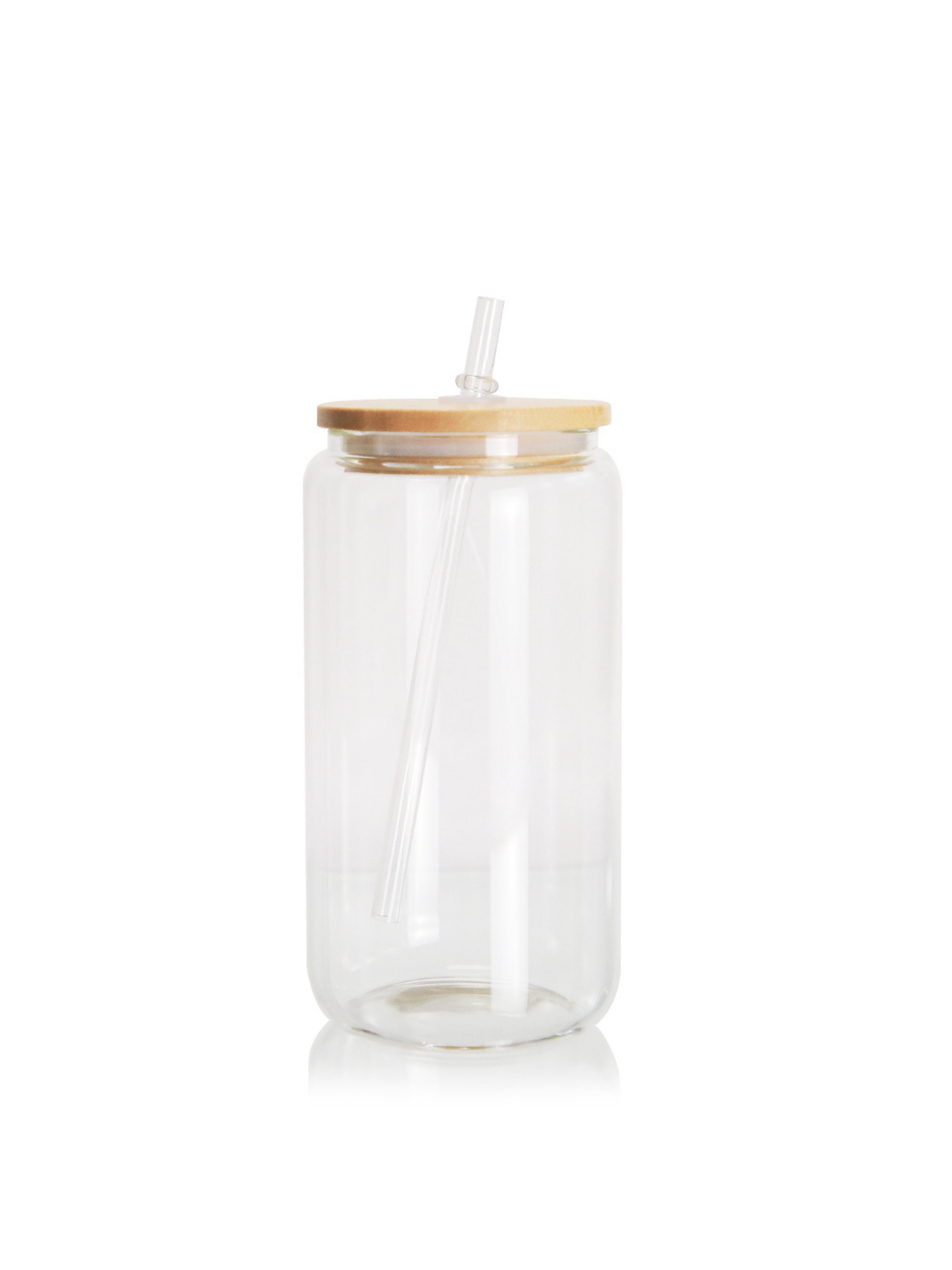 16oz Sublimatable Clear Glass Can Tumbler W/ Lid & Straw – The