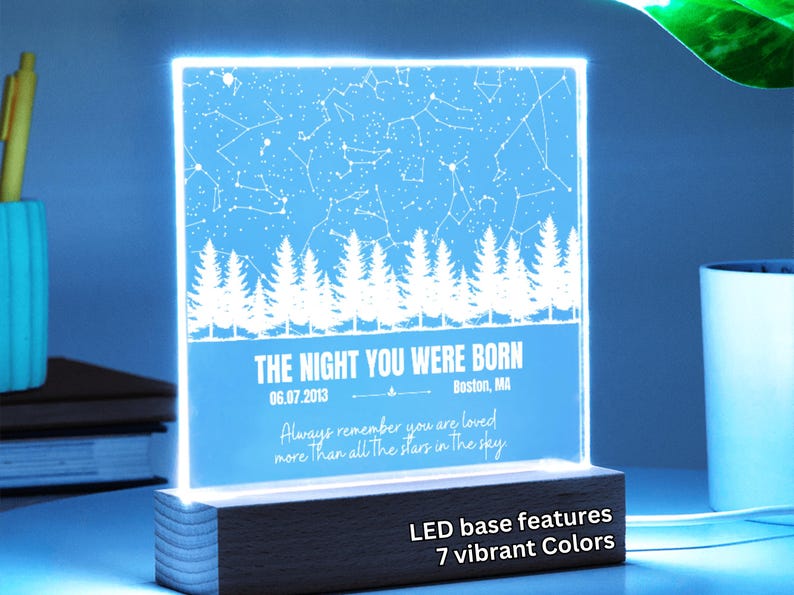 Custom Birthday Star Map,star LED Map Light,personalized Birthday Gift ...