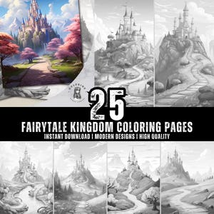 25 Fairytale Kingdom Coloring Pages for Kids & Adults  Fun and Relaxing PDF Coloring Book Designed for Creativity Instant Download