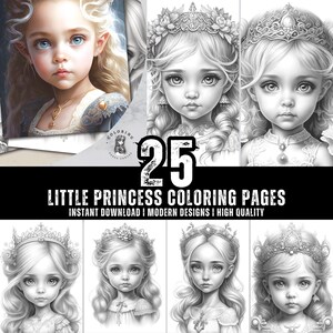 25 Little Princess Coloring Book - Coloring Pages for Kids & Adults - Fun, Relaxing and Stress Relief Art Creativity - Digital Download