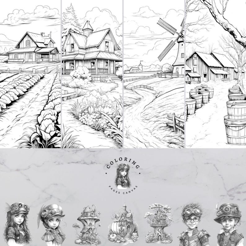 Country Life Coloring Pages - Adult, Teens and Kids Coloring Book ...