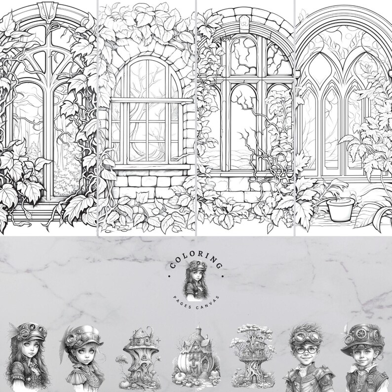 Blooming Windows Coloring Pages - Adult, Teens and Kids Coloring Book ...
