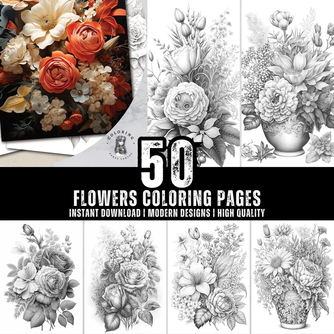 Flowers Coloring Book Cozy Fun and Relaxing Art Coloring Pages for Kids ...