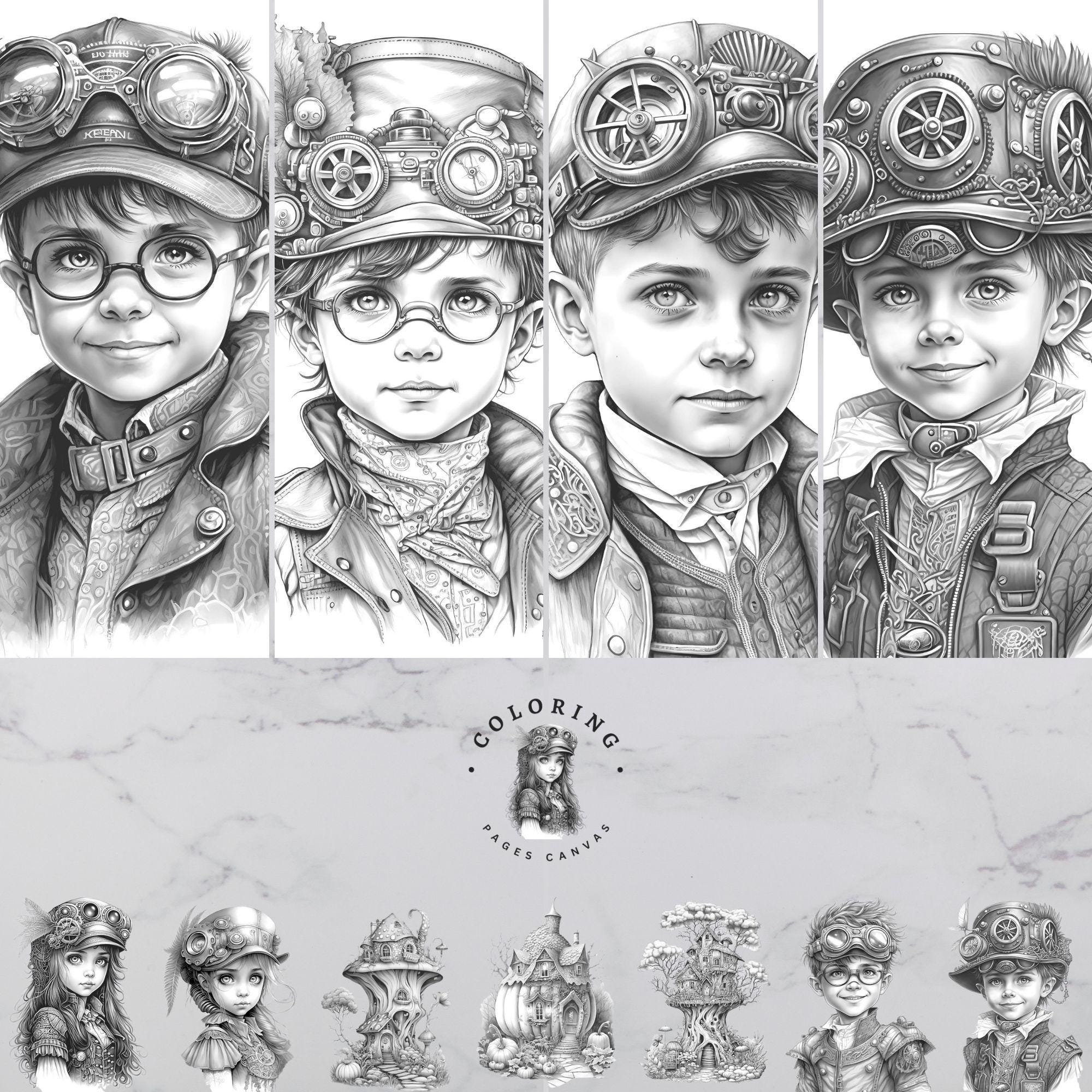 25 Cute Steampunk Boys Coloring Book - Coloring Pages for Kids &amp; Adults ...