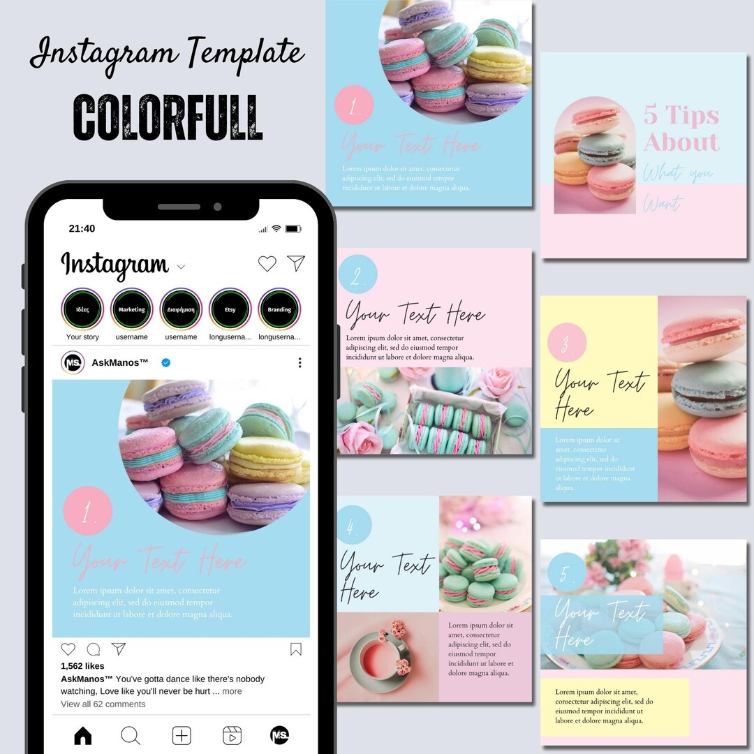 Colorfull Post Instagram Post Templates for Social Media Managers & Content Creators ...
