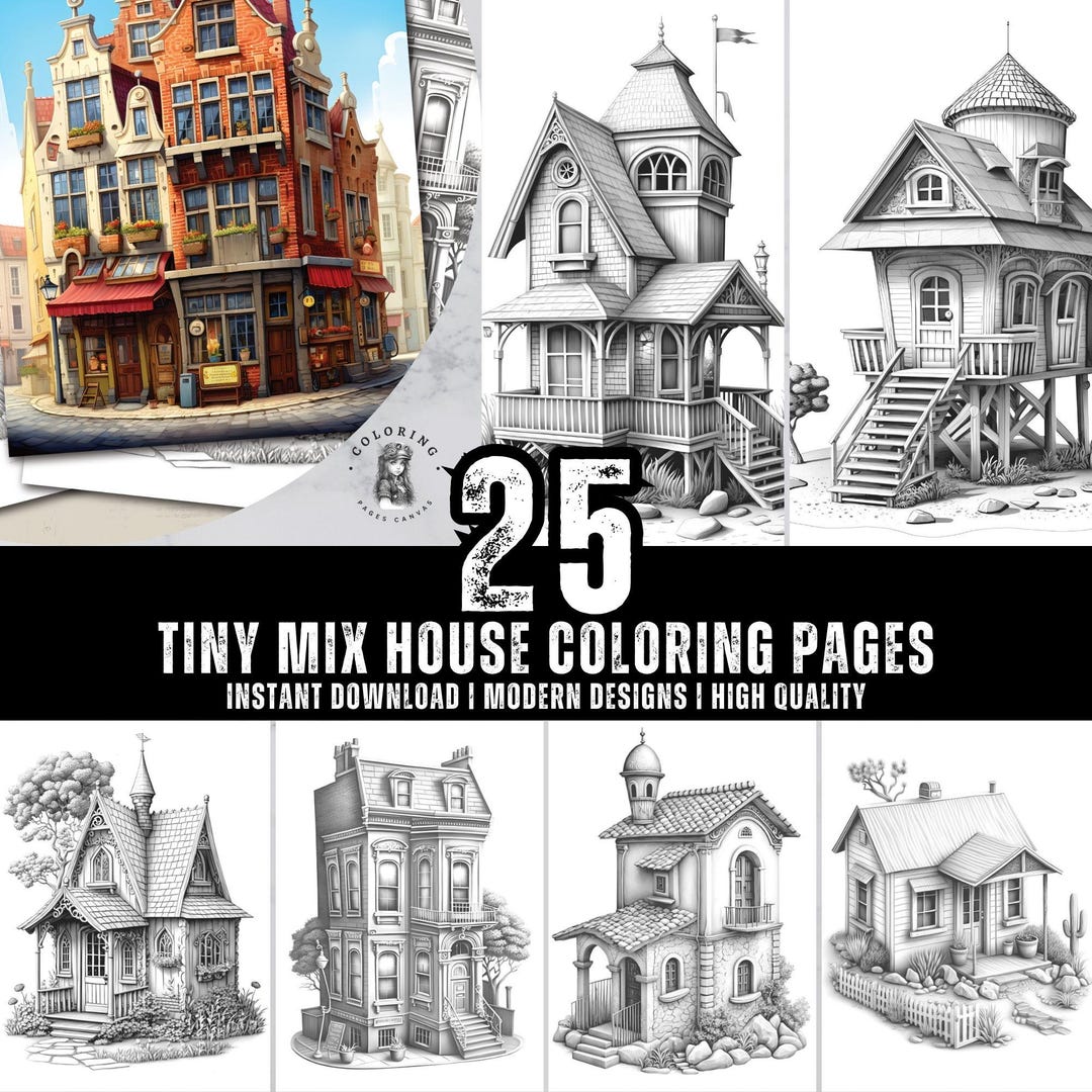 Tiny Mix House Coloring Book - Coloring Pages for Kids & Adults - Fun ...