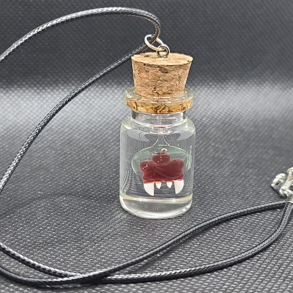 Metroid Inspired Bottle Charm Necklace - Mini Metroid in a bottle - Floating Metroid in Liquid - Metroid Decoration - Metroid Diorama