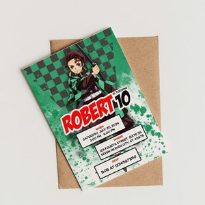 Invito di compleanno. No Canva. Non fai da te. Modificherò. Tema personalizzabile in stile cartone animato digitale anime realizzato su ordinazione *ARTICOLO DIGITALE*