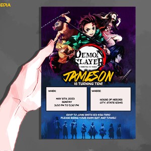 Invito di compleanno. No Canva. Non fai da te. Modificherò. Tema personalizzabile in stile cartone animato digitale anime realizzato su ordinazione *ARTICOLO DIGITALE*