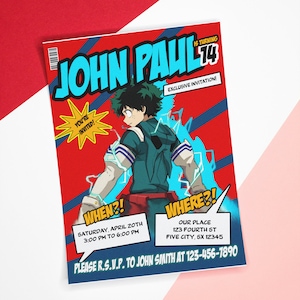 Invito di compleanno. No Canva. Non fai da te. Modificherò. Tema personalizzabile in stile cartone animato digitale anime realizzato su ordinazione *ARTICOLO DIGITALE*
